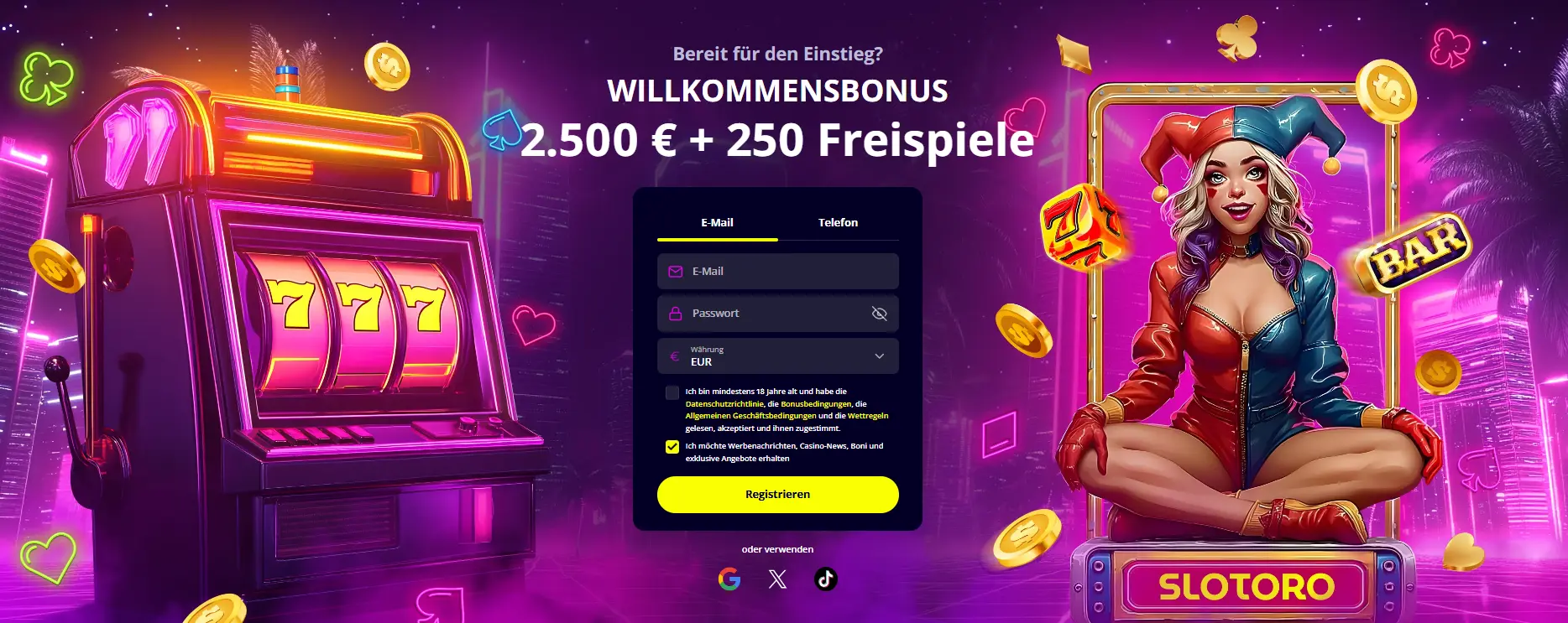 Slotoro Welcome bonus