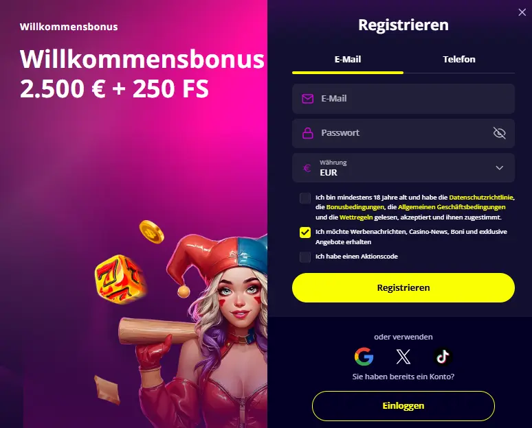 Slotoro casino register